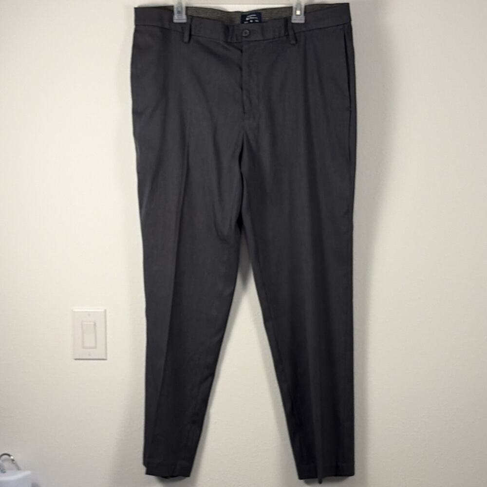 Ben Sherman Men's Gray Solid Dress Pants 38W Regular Fit Flat Front Button